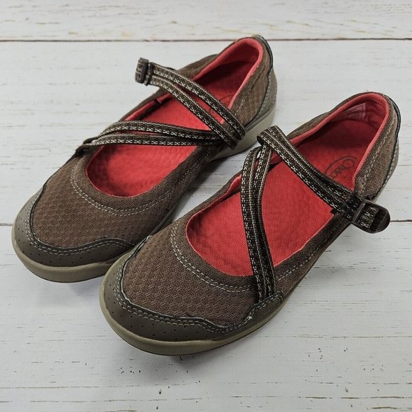 Chaco Chocolate Chip Womens 7 Mary Jane Shoes‎ Brown Buckle Perforated Round Toe - Picture 1 of 10
